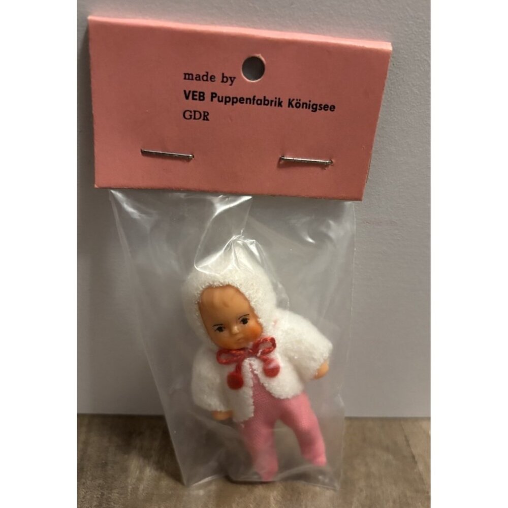 Vintage VEB Puppenfabrik Konigsee GDR 3" Miniature Rubber New In Package